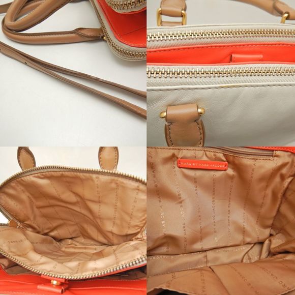 MARC JACOBS M0001417A Handbag Leather Grey Orange 251616 - Picture 9 of 10